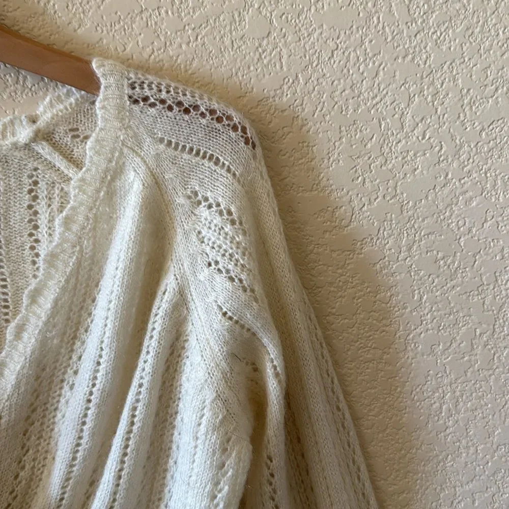 Season Ecru Sweater Knit Faux Wrap Sweater S/M